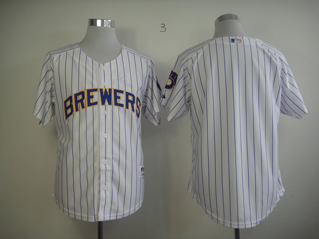 Men Milwaukee Brewers Blank White stripe MLB Jerseys->milwaukee brewers->MLB Jersey